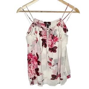 Express Floral Ruffled Chiffon Cami Tank Top Womens XS Coquette Y2K Romantic